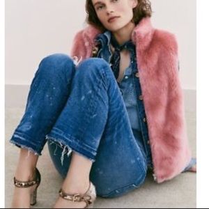 J Crew Faux Fur Teddybear Vest Thick Dusty Rose